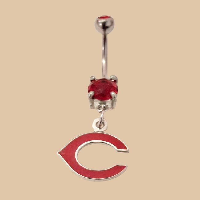 MLB Cincinnati Reds Baseball Belly Navel Ring Piercing Licensed