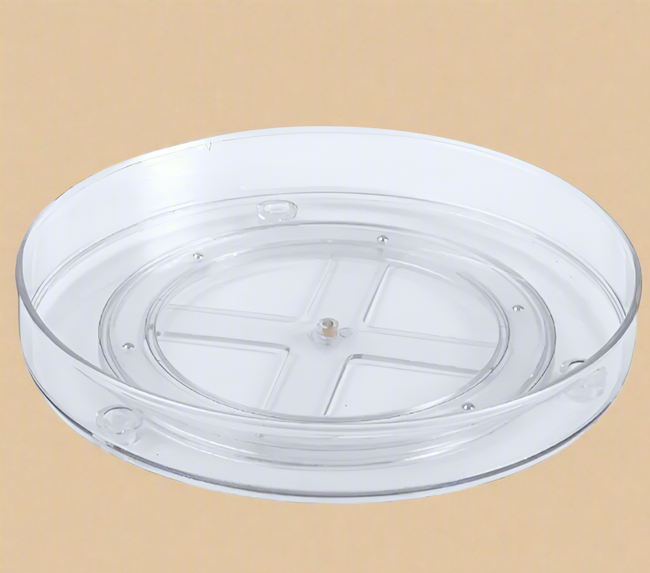 12-Inch Clear Plastic Lazy Susan Turntable Organizer – BPA-Free Rotating Storage for Kitchen, Bedroom, or Office