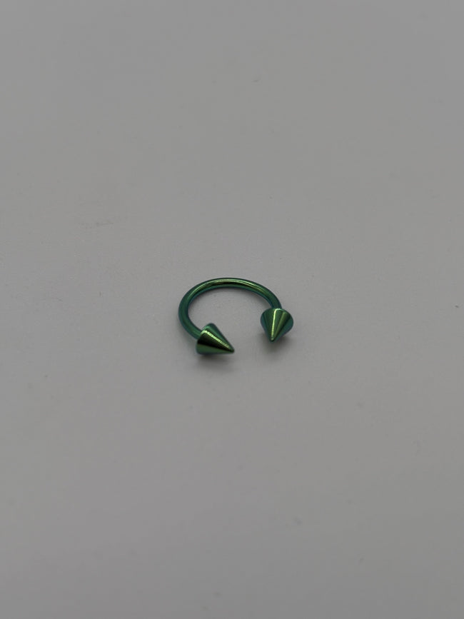 Light Green Titanium Horseshoe Piercing Ring – 5mm Cone