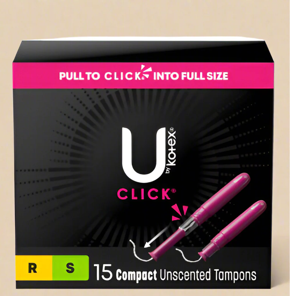 U by Kotex Click® Compact Multipack Tampons – Regular/Super, Unscented, 30 Count