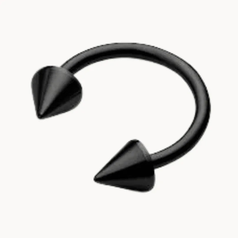 Titanium Horseshoe Piercing Ring – Black & Red