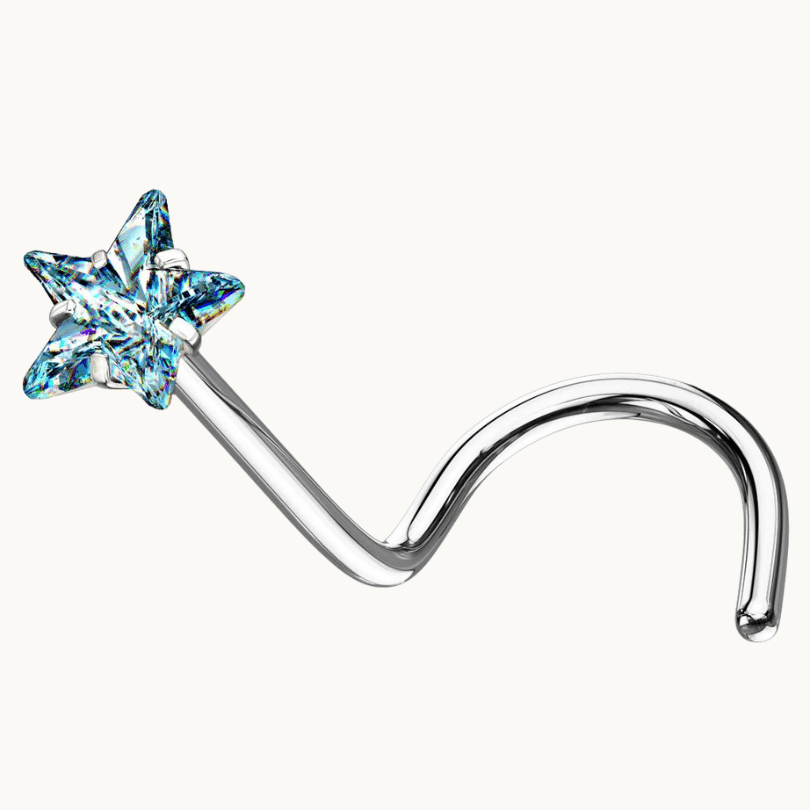 Nostril Star & Blue Stone Piercing Pair