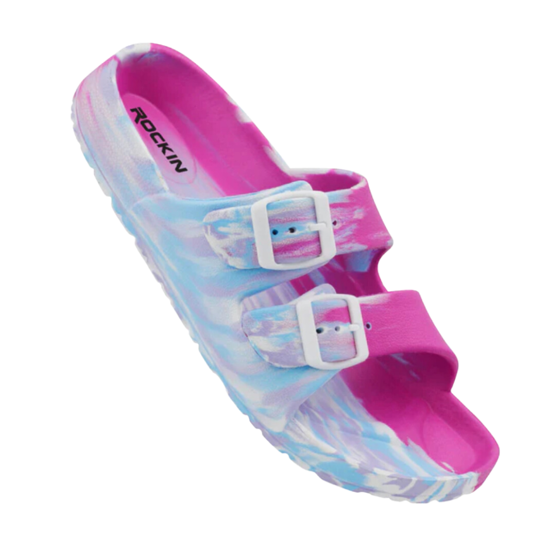 Huntington Buckle Slides- Pink Marbled