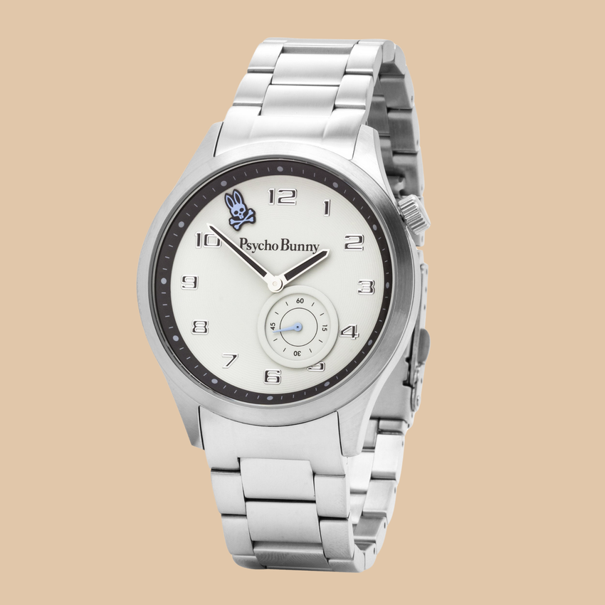 Psycho Bunny Black Stainless Steel Watch, Water-Resistant 5 ATM, Modern Bold Design