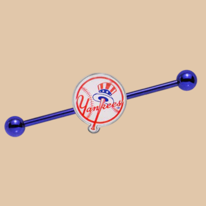 MLB Blue Anodized New York Yankees Industrial Barbell Licensed
