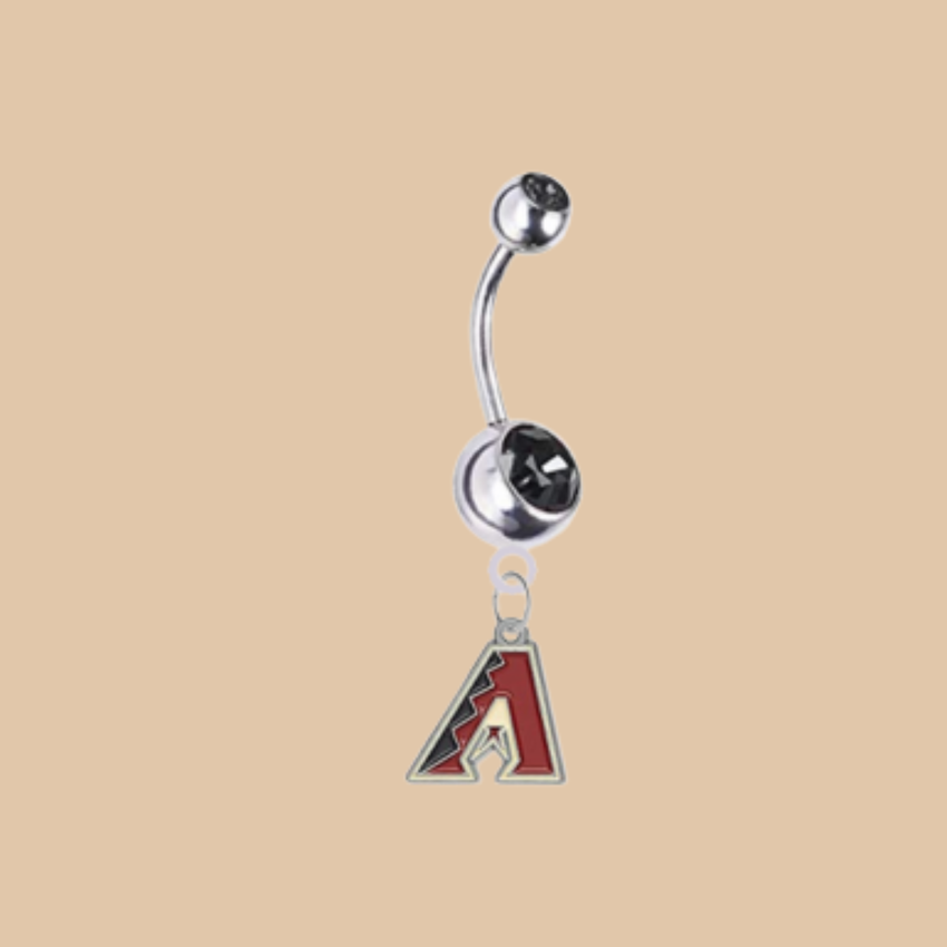 MLB Clear Gem Black Anodized Arizona Diamondbacks Belly Ring Licensed