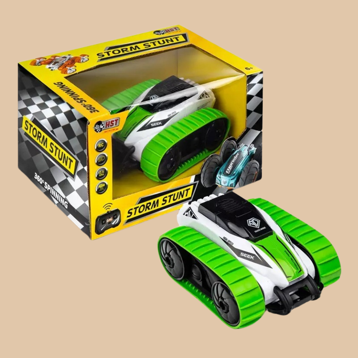 HST RC Storm Stunt 360 Phantom Track Car – Color Green & White