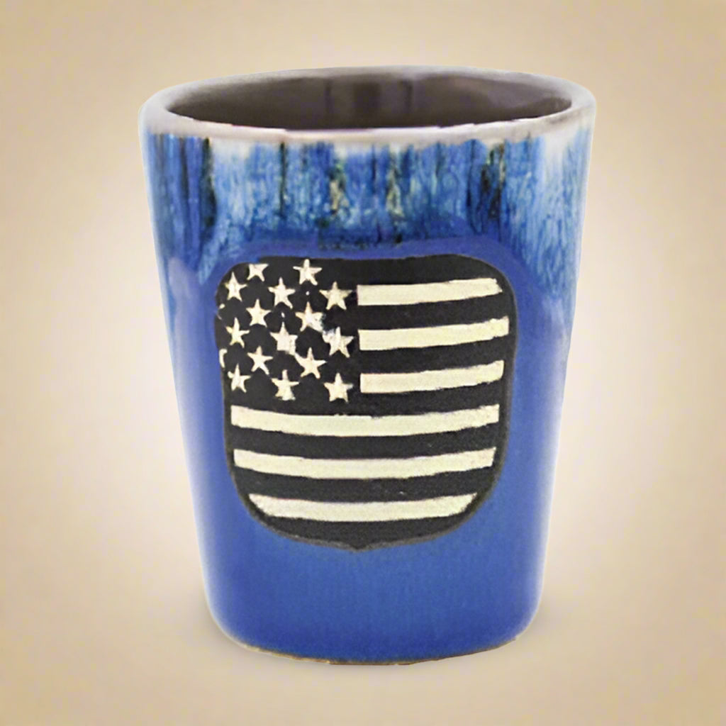 USA Flag Glazed Shot Glass