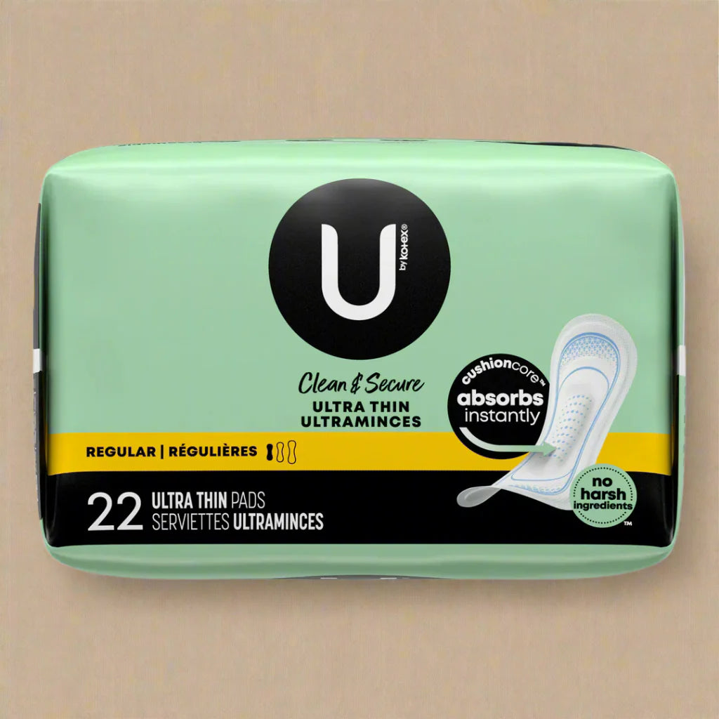 U by Kotex Ultra Thin Pads – Regular Absorbency, 22 Count