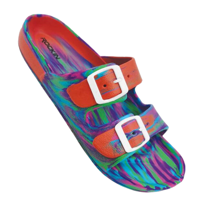 Huntington Buckle Sandals - Tie Dye Marbled