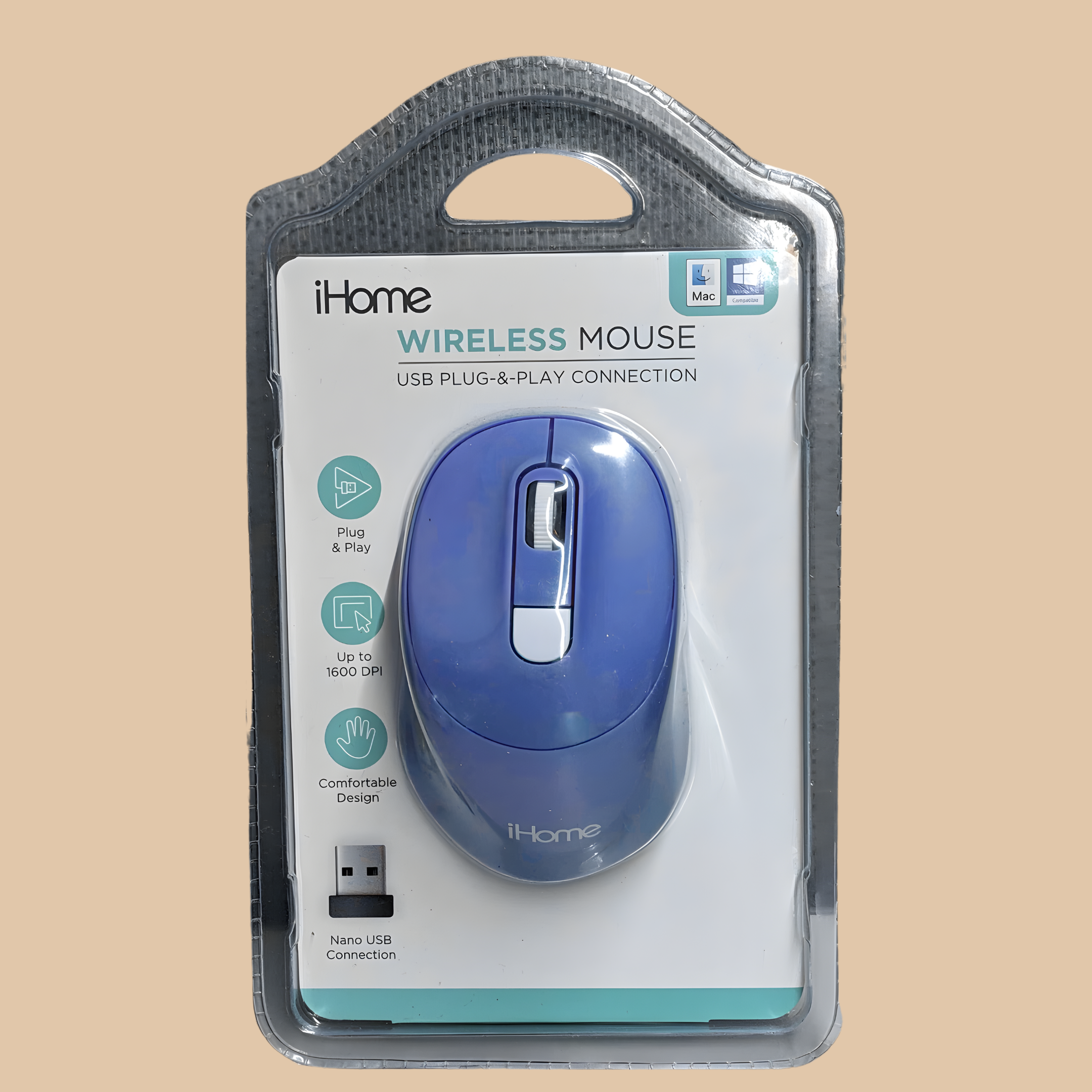 iHome Wireless Mouse Blue – Comfortable Design