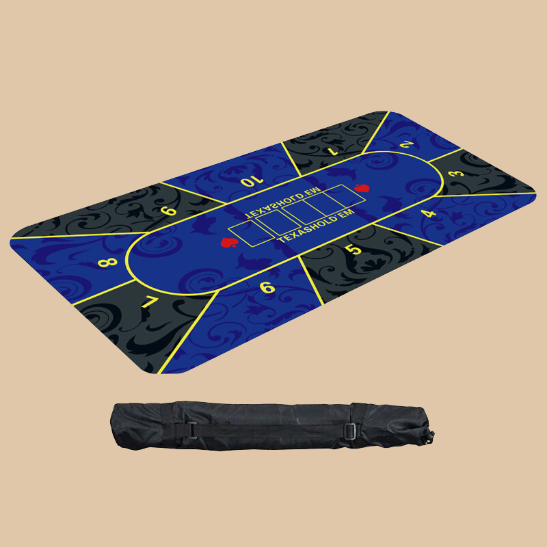 Poker Mat 1.8 x 0.9 m, 8 Player Folding Table with Storage Bag