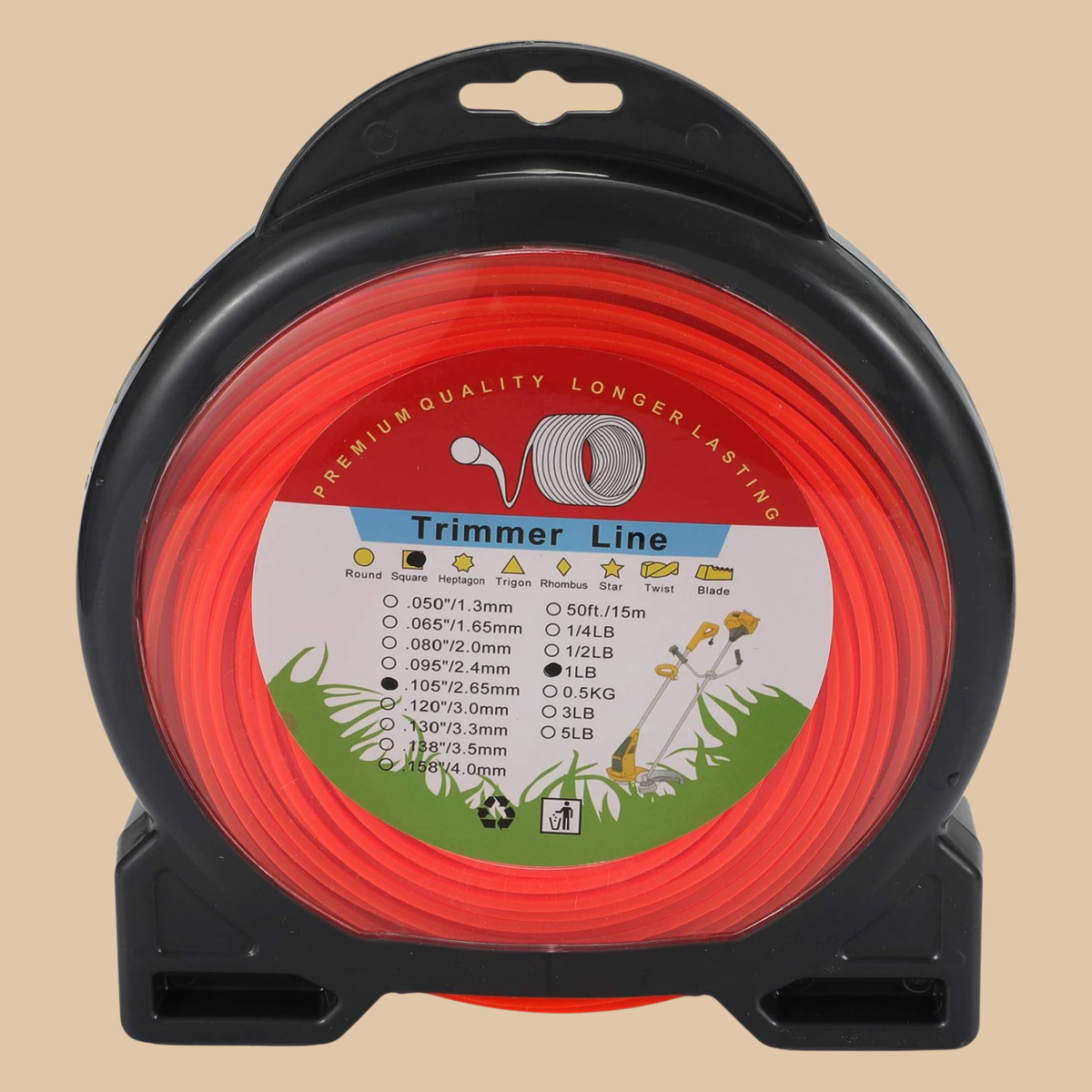 Nylon Trimmer Line, 1.3mm-5.0mm