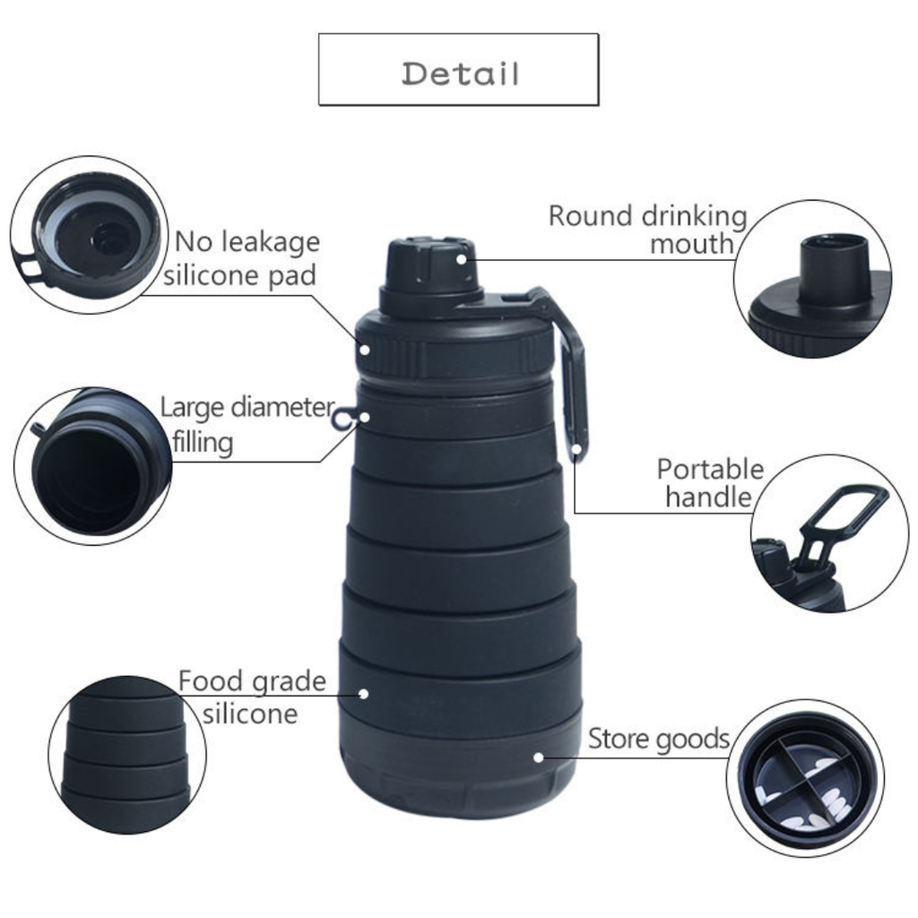 Collapsible Silicone Water Bottle Set – 750ml (4 Colors Assorted)