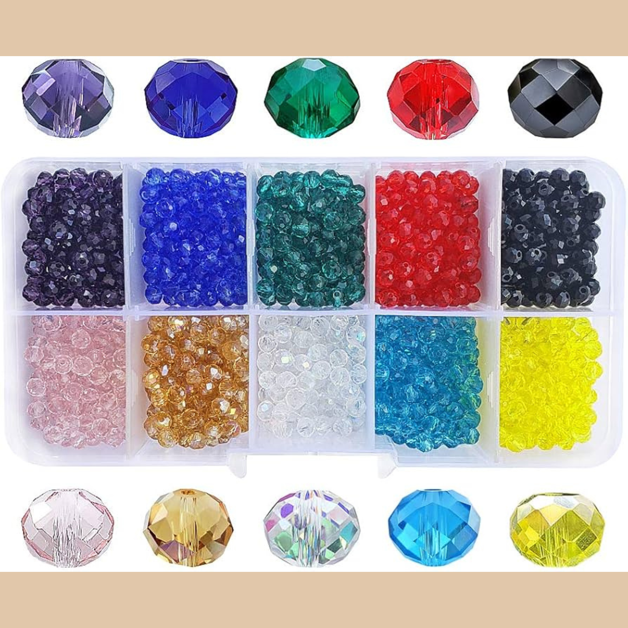 4mm Rondelle Glass Beads for Jewelry Making 1000pcs Faceted Briolette Shape Translucent Crystal Spacer Beads