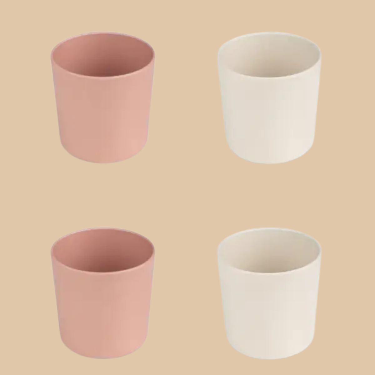 Beige & Pink Plastic Party Cups (Set of 2)