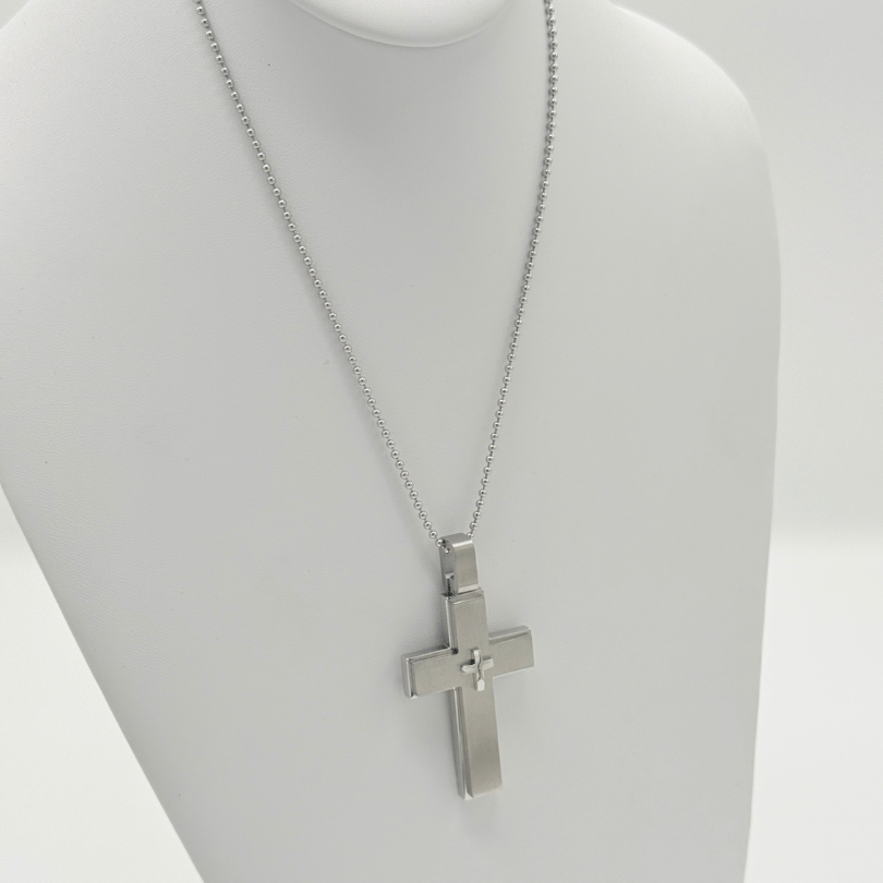 Modern Layered Cross Pendant Necklace