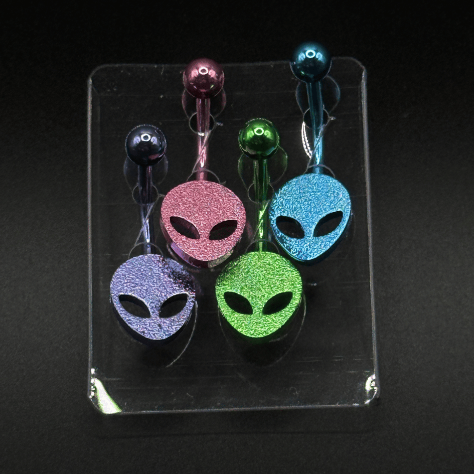 Alien Face Belly Button Ring Set of 4 – Colorful Body Jewelry - Hammerhead LLC.