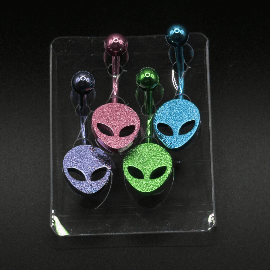 Alien Face Belly Button Ring Set of 4 – Colorful Body Jewelry