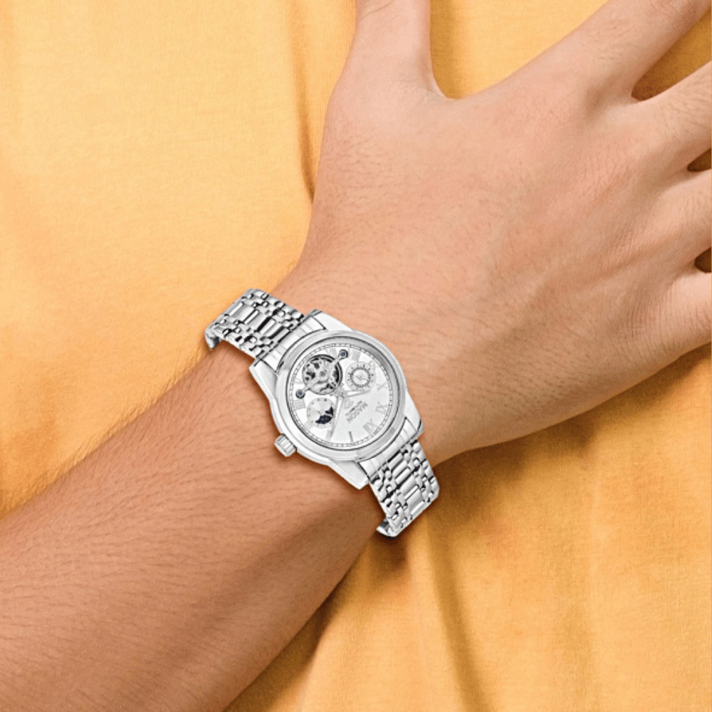 Mason Men’s Skeleton Movement Stainless Steel Watch – RJ-068