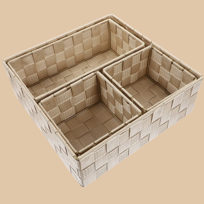 Cube Storage Organizer Set 4 Pcs Khaki Nylon