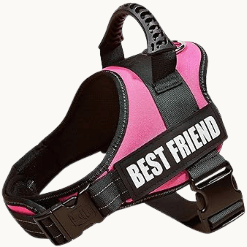 Reflective Service Dog Vest Harness Breathable Mesh Hot Pink