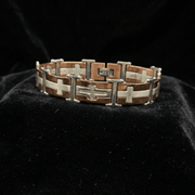 Men's Orange Accent Stainless Steel Cross Bracelet
