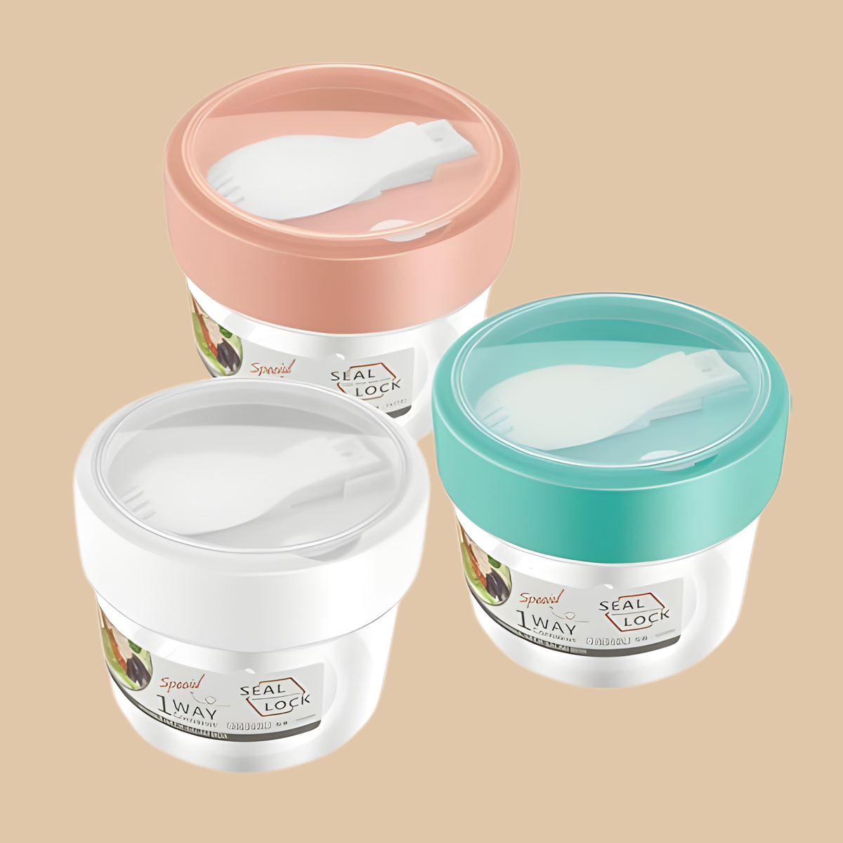 3 Pcs Overnight Oat Container with Lid and Spoon 20oz/600ml - Hammerhead LLC.