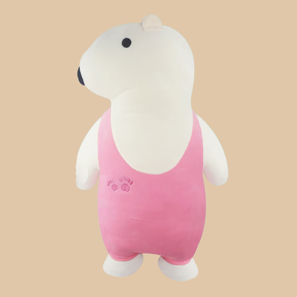 Pink Polar Bear Plush Pillow Toy – Soft Stuffed Animal Gift for Kids (14"–19")
