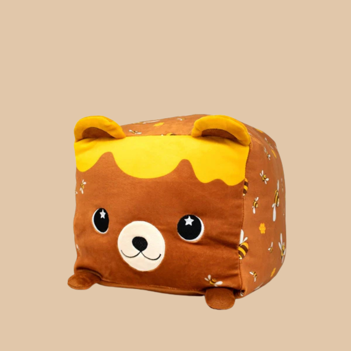 Moosh Moosh Plus Bear Squish Pillow Stuffed Brown and Yellow 8" x 10"