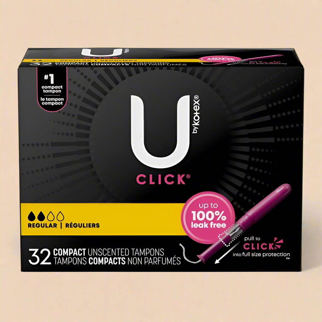 U by Kotex Click® Compact Tampons – Regular, Unscented, 32 Count