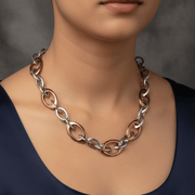 Two-Tone Oval Link Statement Necklace