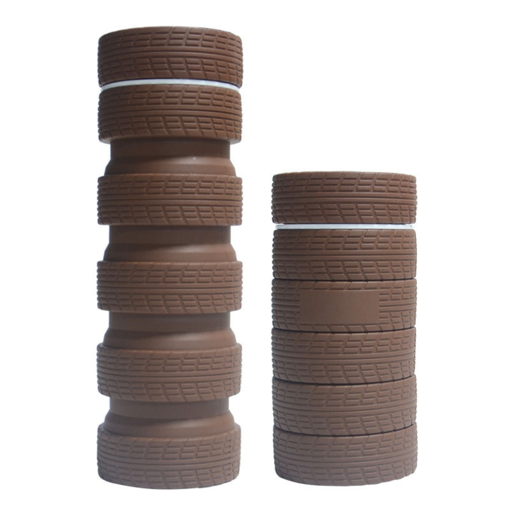 Tire-Shaped Collapsible Silicone Water Bottle – 25oz BPA-Free