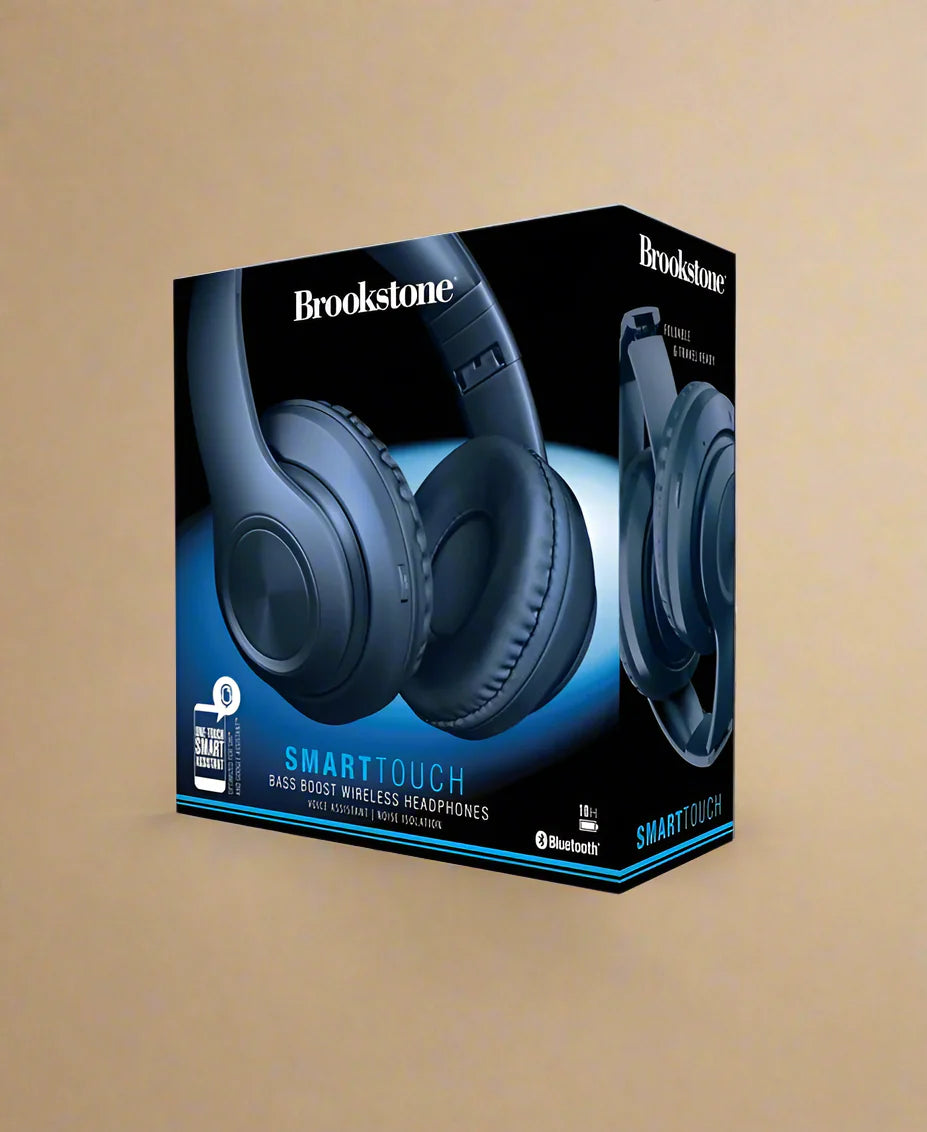 Brookstone Smart Touch Wireless Headphones – 12 Hour Bluetooth Playtime