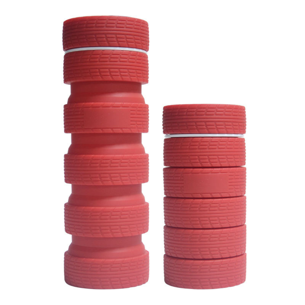 Tire-Shaped Collapsible Silicone Water Bottle – 25oz BPA-Free