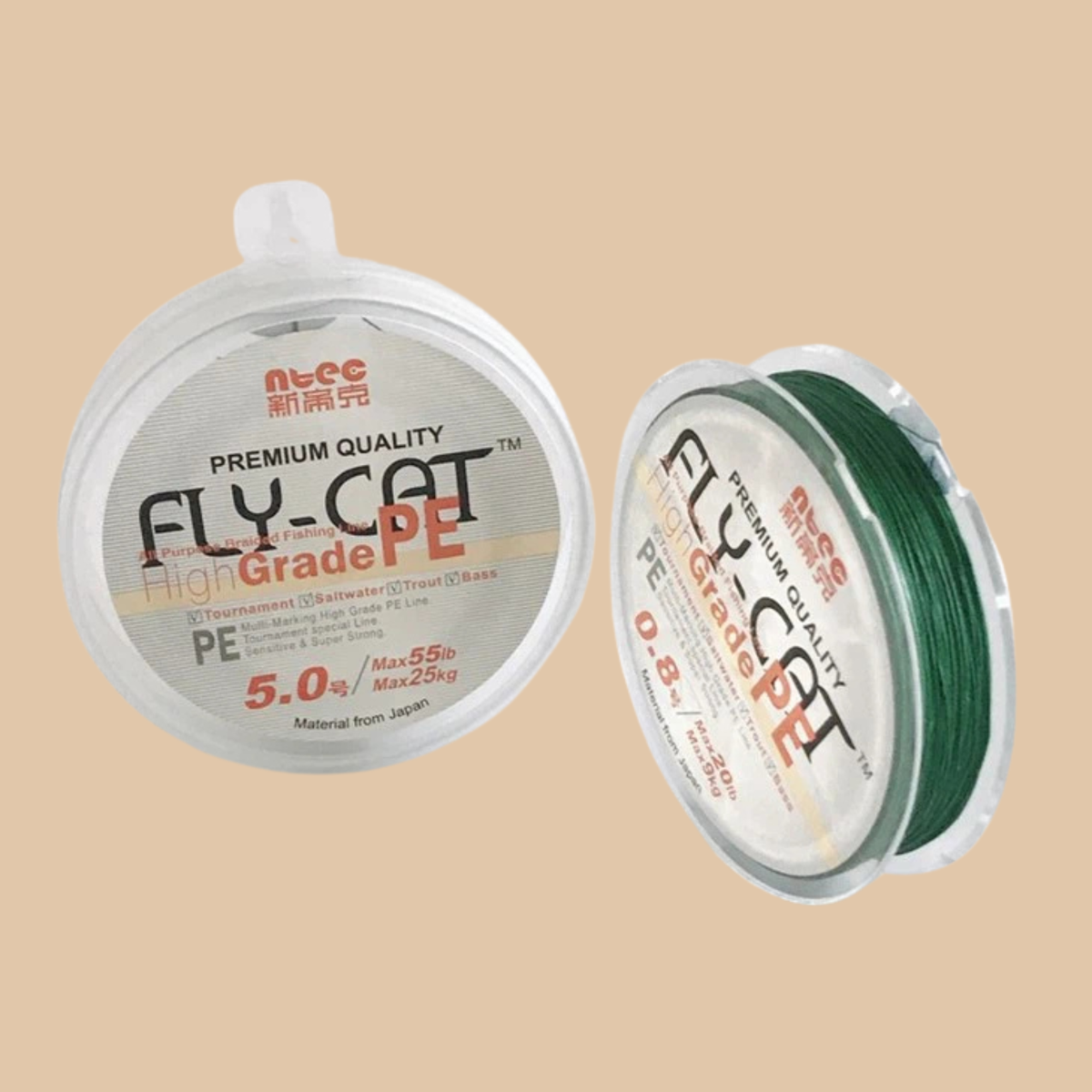 Fly-Cat 55lb Braided Fishing Line, 5.0, Green
