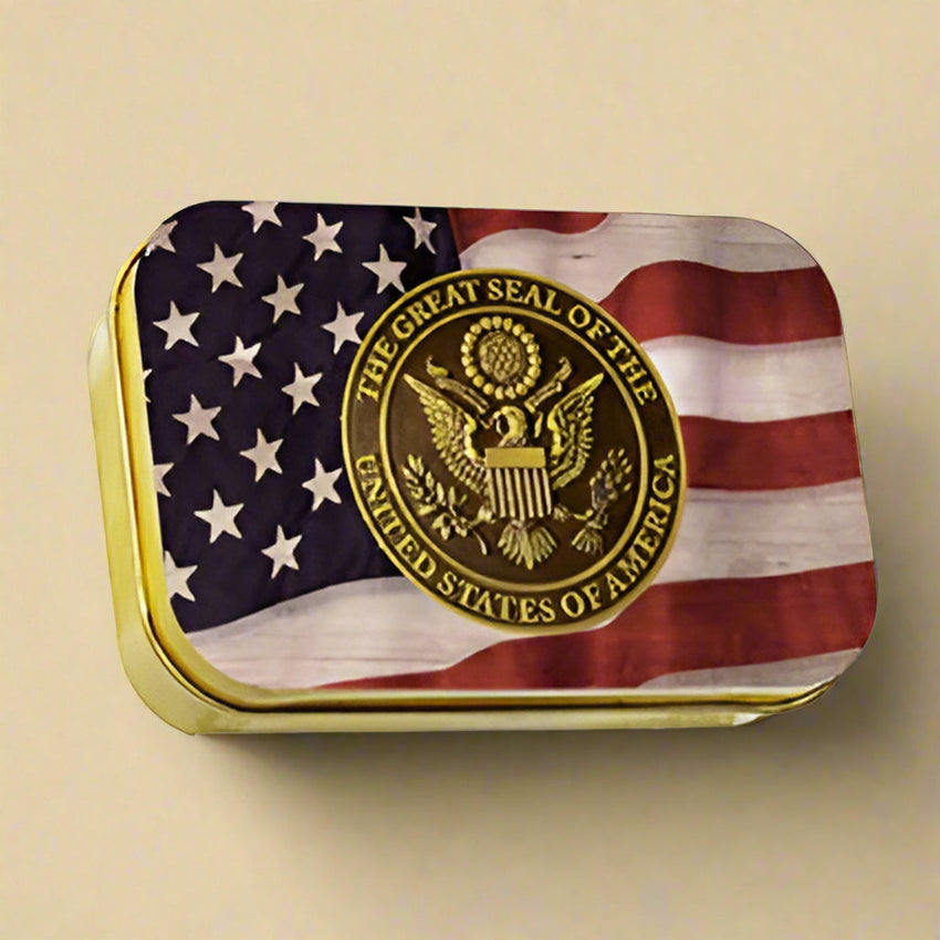 USA Flag Small Tin Box