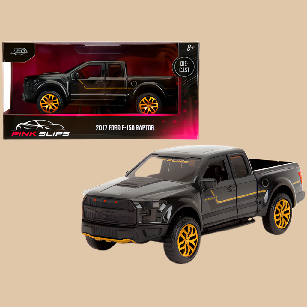 Ford F-150 Raptor Pickup Truck 2017 Black Metallic Jada 1/32 Pink Slips Diecast