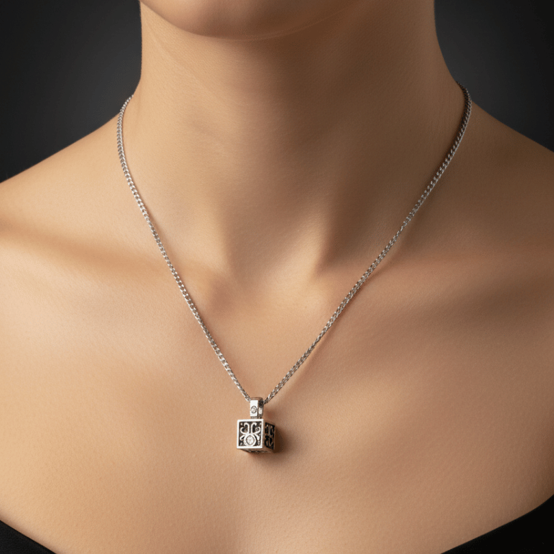 Artisan Reliquary Cube Pendant Necklace