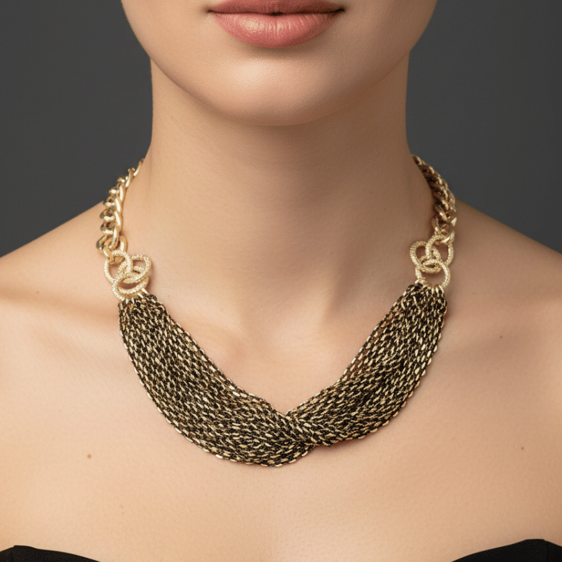 Midnight Gilded Statement Necklace