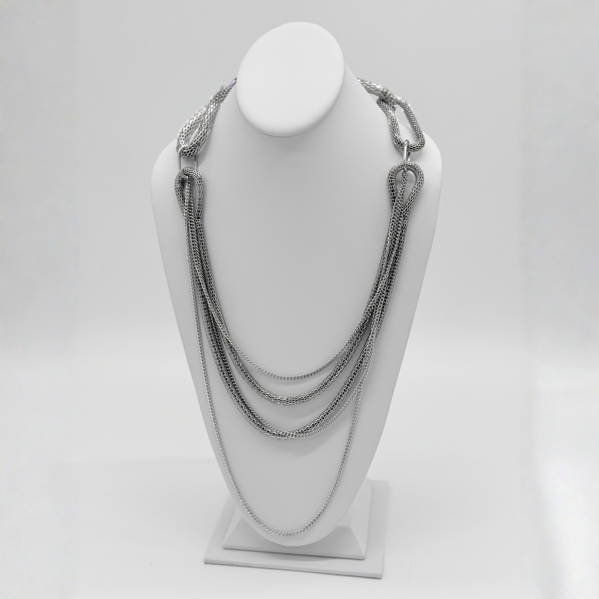 Silver-Toned Multi-Strand Statement Necklace