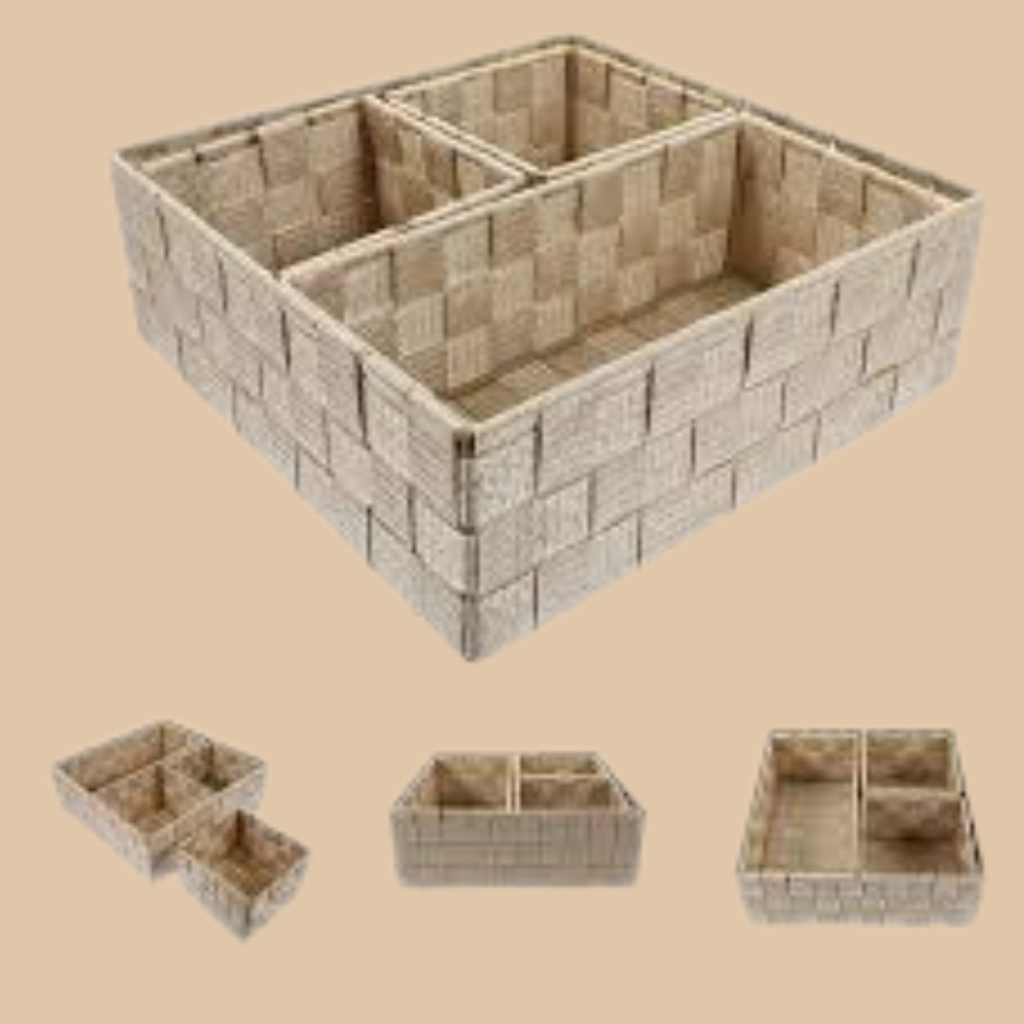 Cube Storage Organizer Set 4 Pcs Khaki Nylon