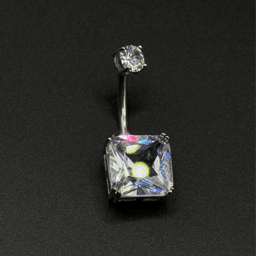 Zircon Belly Ring Bar – Navel Piercing Body Jewelry Gift