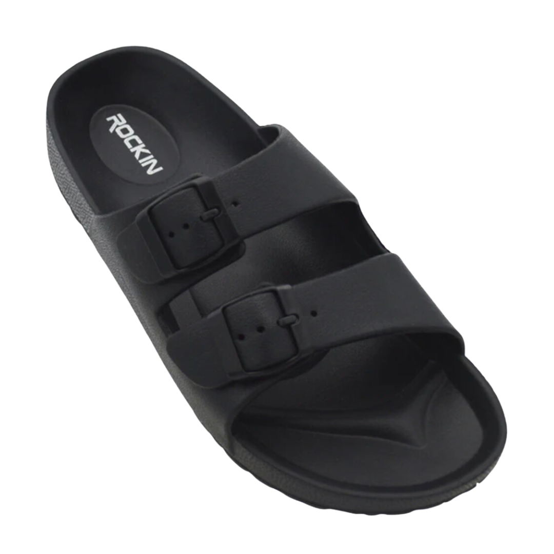 Huntington Buckle Slides- Black