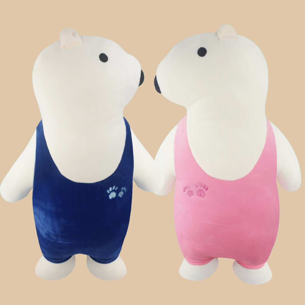 Pink Polar Bear Plush Pillow Toy – Soft Stuffed Animal Gift for Kids (14"–19")