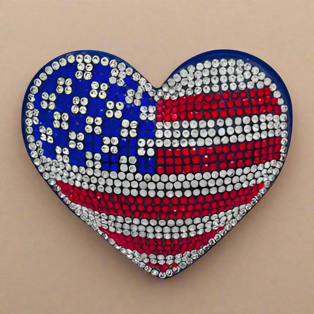 USA Flag Heart Dazzle Magnet