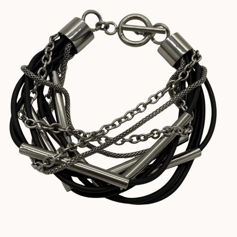 Industrial Mixed-Media Multi-Strand Bracelet