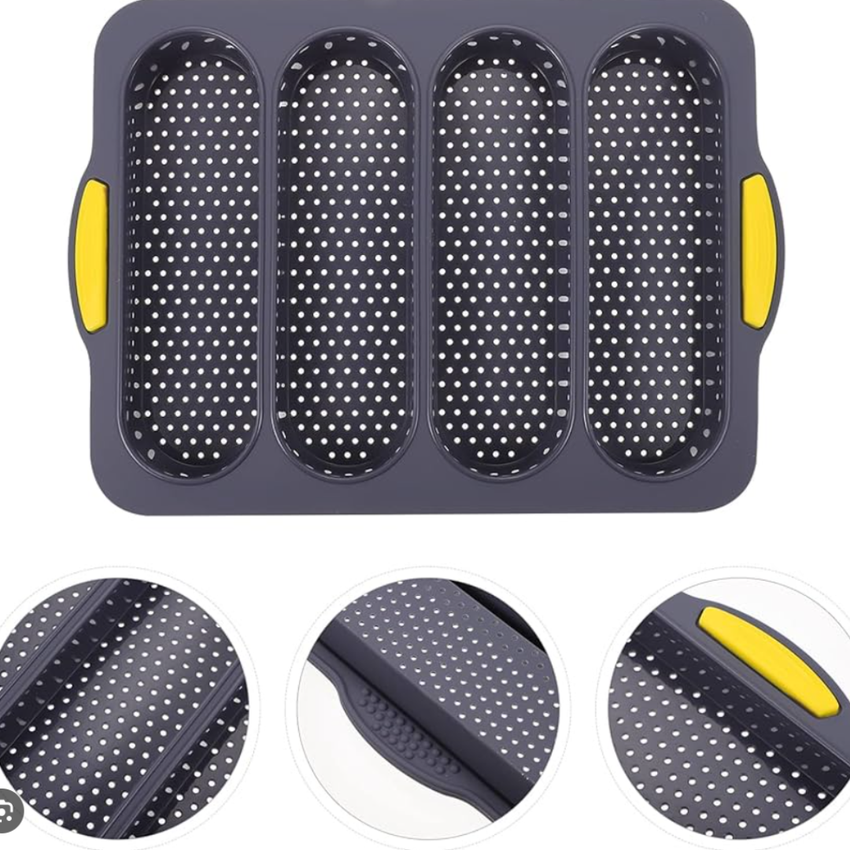 Silicone Baguette Baking Pan – 4 Slot Non-Stick Mold