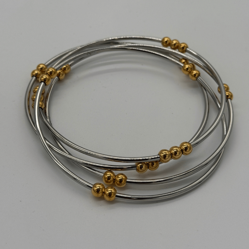 Radiant Contrast Mixed-Metal Bangle Set
