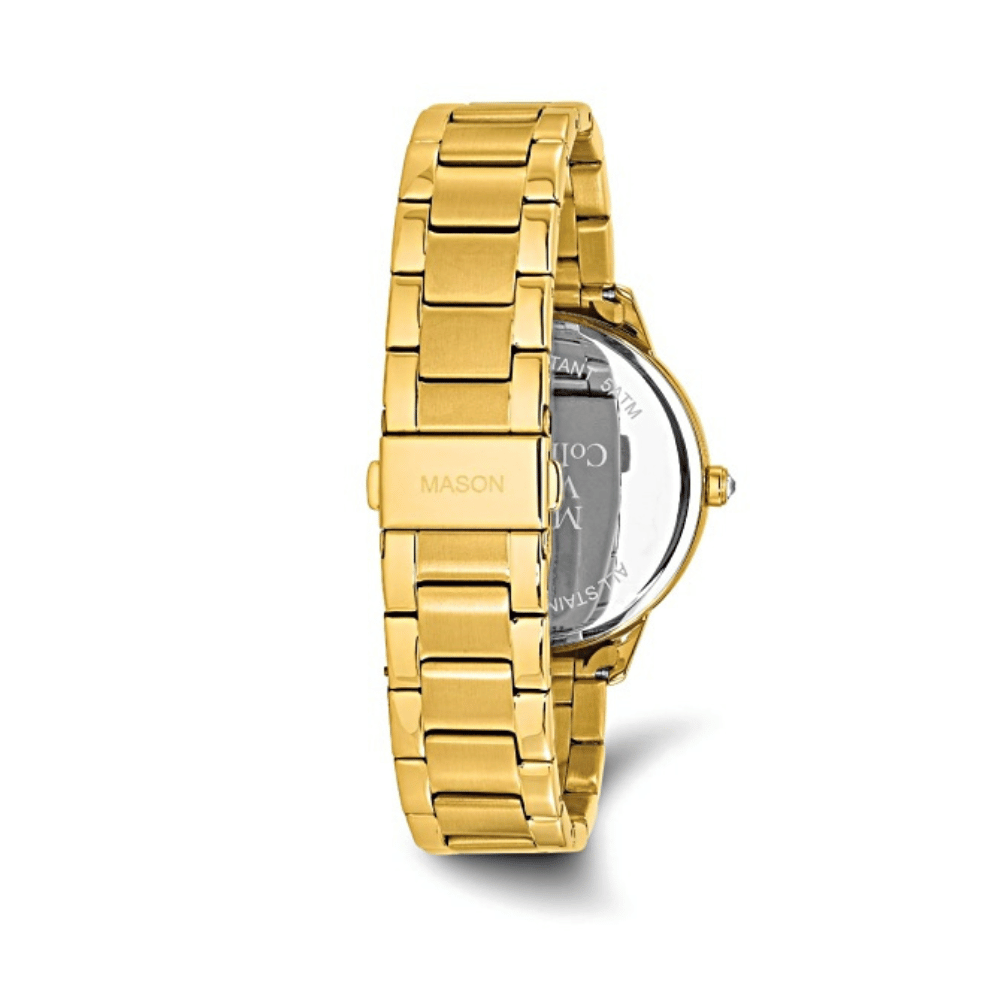 Mason Yellow IP Stainless Steel Watch – Black Dial with Crystal Accents RJ-222